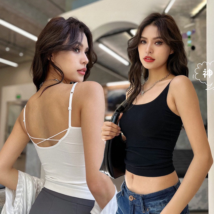 桑蚕丝一体杯美背背心女免穿文胸吊带内衣无痕薄款后交叉抹胸裹胸,女士内衣/男士内衣/家居服,女三角裤,淘宝优惠券,粉丝福利购,淘宝优惠卷