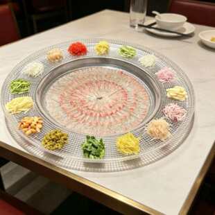 波森曼高端玻璃顺德鱼生配料专用盘子鱼生店刺身摆盘圆形拼盘餐具