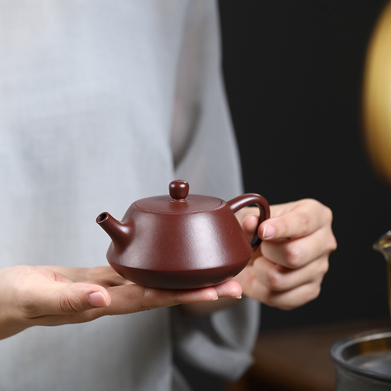 宜兴纯全手工紫砂壶紫朱泥球孔小容量石瓢壶家用功夫泡茶单壶茶具