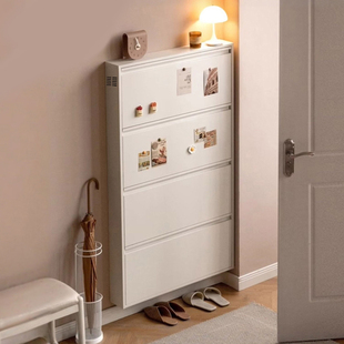 整装 钢制超薄鞋 柜15CM家用走廊门口一体靠墙小窄翻斗柜入户新款