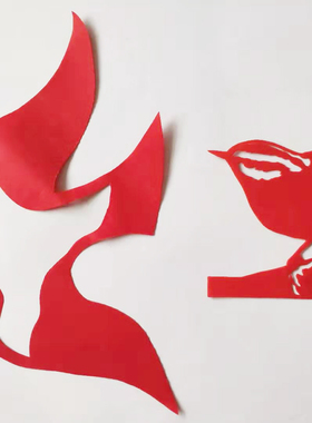 鸽子 燕子 鸟 红色剪纸窗花装饰剪画学生儿童学校手工红纸小尺寸