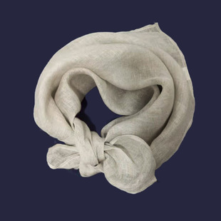 极简风亚麻围巾女夏季 进口雨露麻原色小方巾春秋文艺范小丝巾