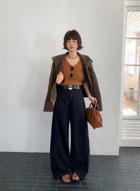 十三行XOXO99091秋款，99108加绒深蓝深焙棕弯刀裤配皮带