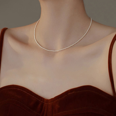 小米珠珍珠项链女2mm轻奢小众