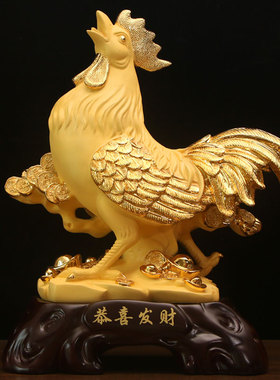 大号金鸡摆件恭喜发财生肖鸡工艺品大公鸡办公室家居客厅装饰摆件