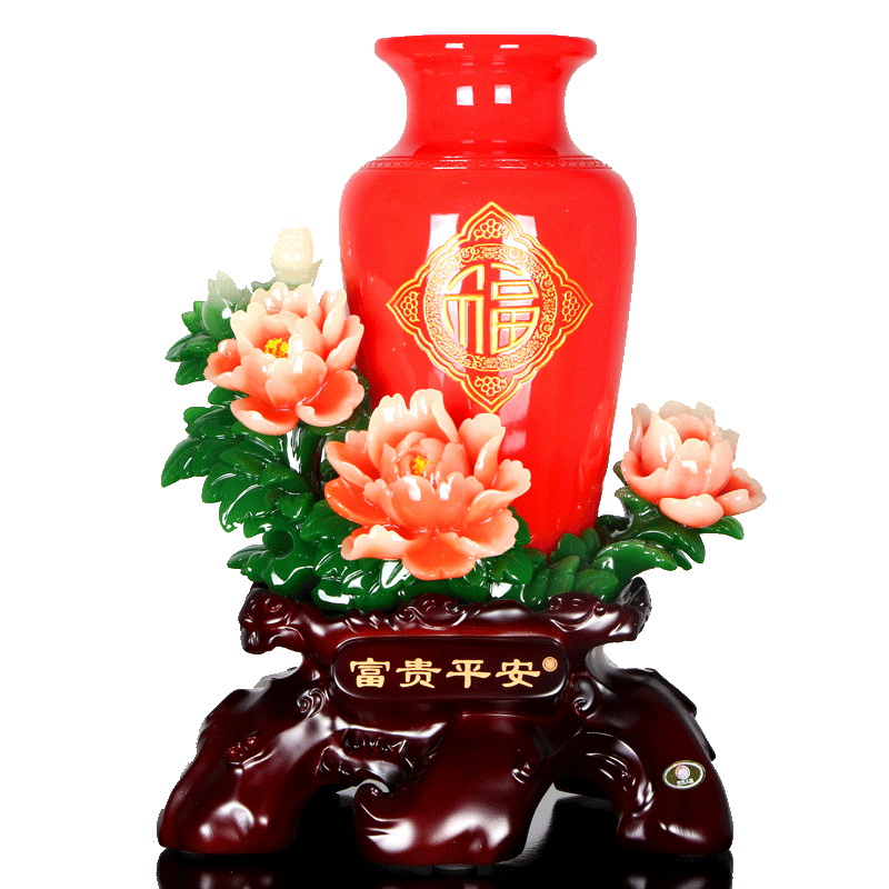 富贵平安牡丹花瓶乔迁开业礼品