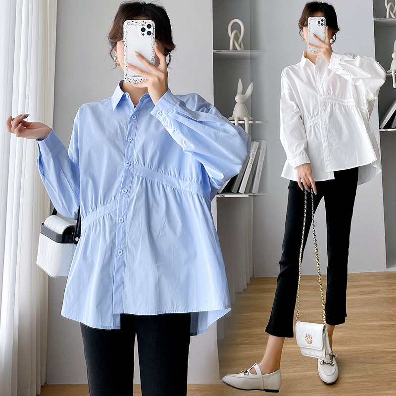 출산 착용 봄 가을 긴팔 베이비 돌 스웨터 새로운 한국 스타일 루즈 탑 셔츠 + 슬릿 배꼽 지원 바지 여성 정장