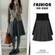 孕妇裙子春秋冬灰色毛呢托腹百褶裙中裙小个子通勤显瘦a字半身裙