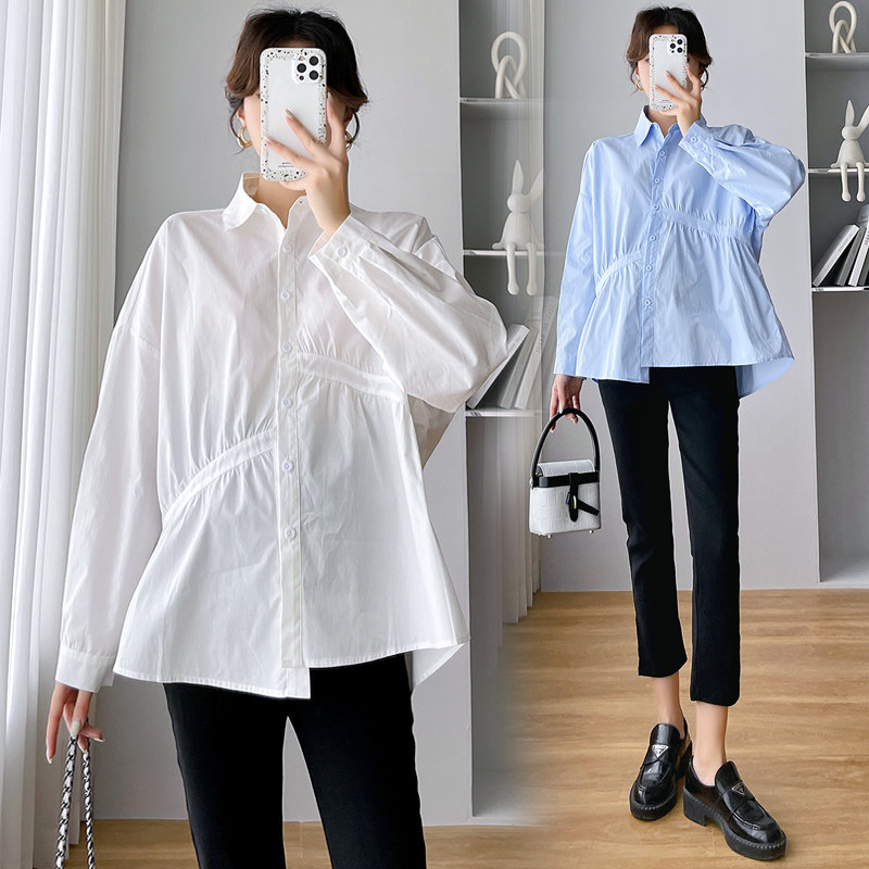 출산 착용 봄 가을 긴팔 베이비 돌 스웨터 새로운 한국 스타일 루즈 탑 셔츠 + 슬릿 배꼽 지원 바지 여성 정장