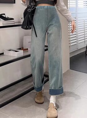 孕妇牛仔裤夏春秋女抽绳休闲裤卷边两穿休闲裤产前后小个子打底裤