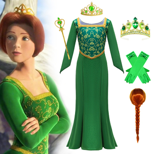 欧美女童电影同款菲奥娜公主裙cosplay动画怪物史瑞克Shrek表演服