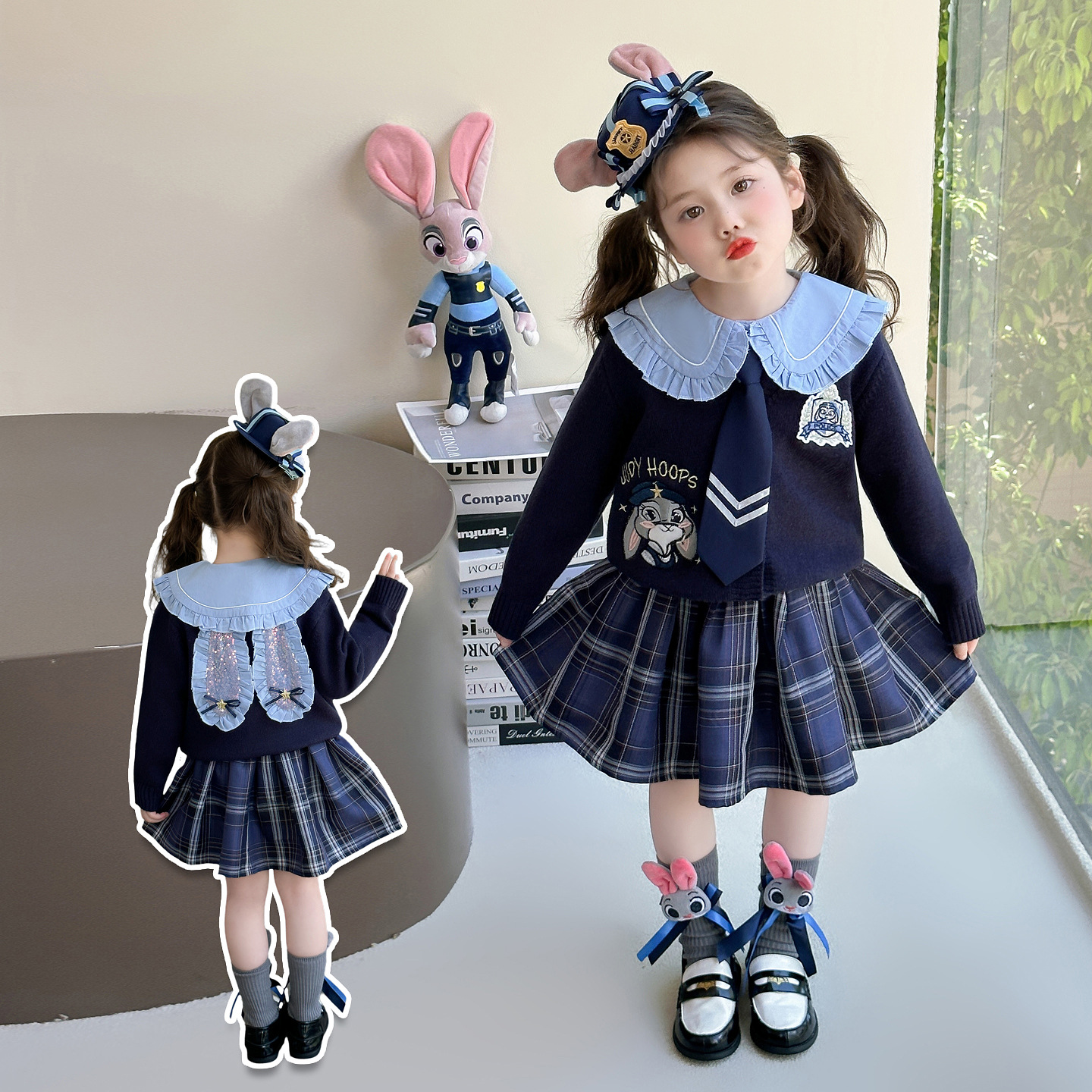 女童朱迪兔子警官JK半身裙三件套