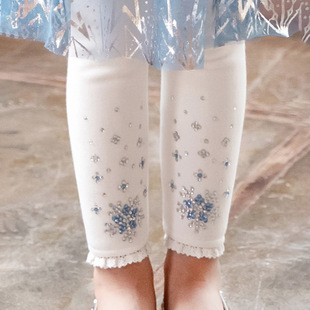 春秋新款爱莎打底裤艾莎安娜外穿百搭裙裤纯色洋气中小女童裤子钻