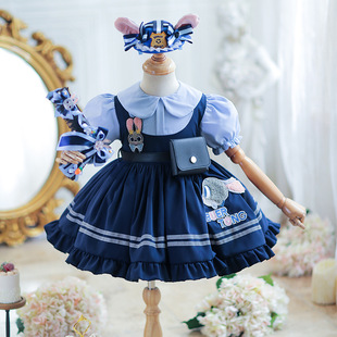 夏季短袖女童兔子警官朱迪连衣裙洛丽塔公主裙蓬蓬高端原创绝美裙