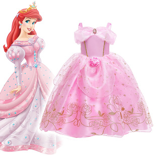 夏季新款女童睡美人爱洛公主裙cosplay艾洛扮演服装贝尔吊带礼服