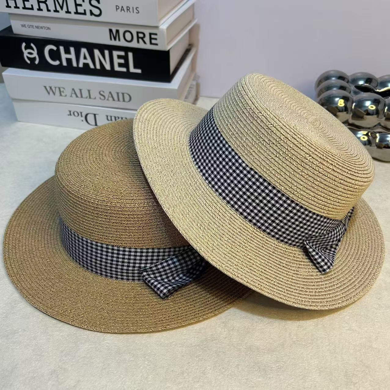 格子平顶帽防晒遮阳帽时尚百搭