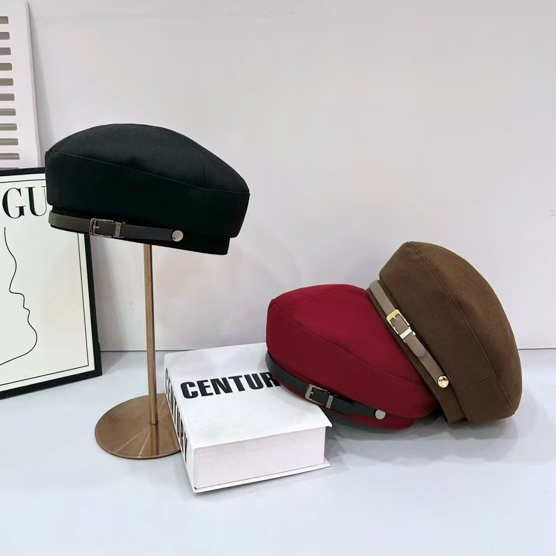 皮带扣贝雷帽女简约时尚百搭