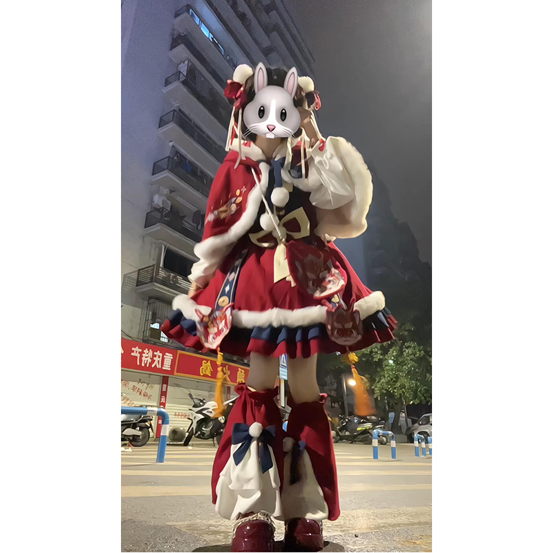 圣诞新年战袍中华风Lolita裙跨年服过年拜年服洛丽塔加绒公主裙