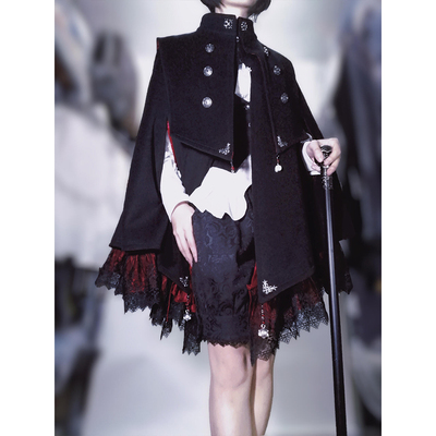 黑红哥特风斗篷lolita洛丽塔王子装基佬装外套