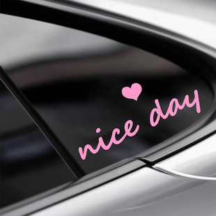 nice 饰电动车表面贴纸 day英文治愈车贴汽车玻璃车身车尾三角窗装