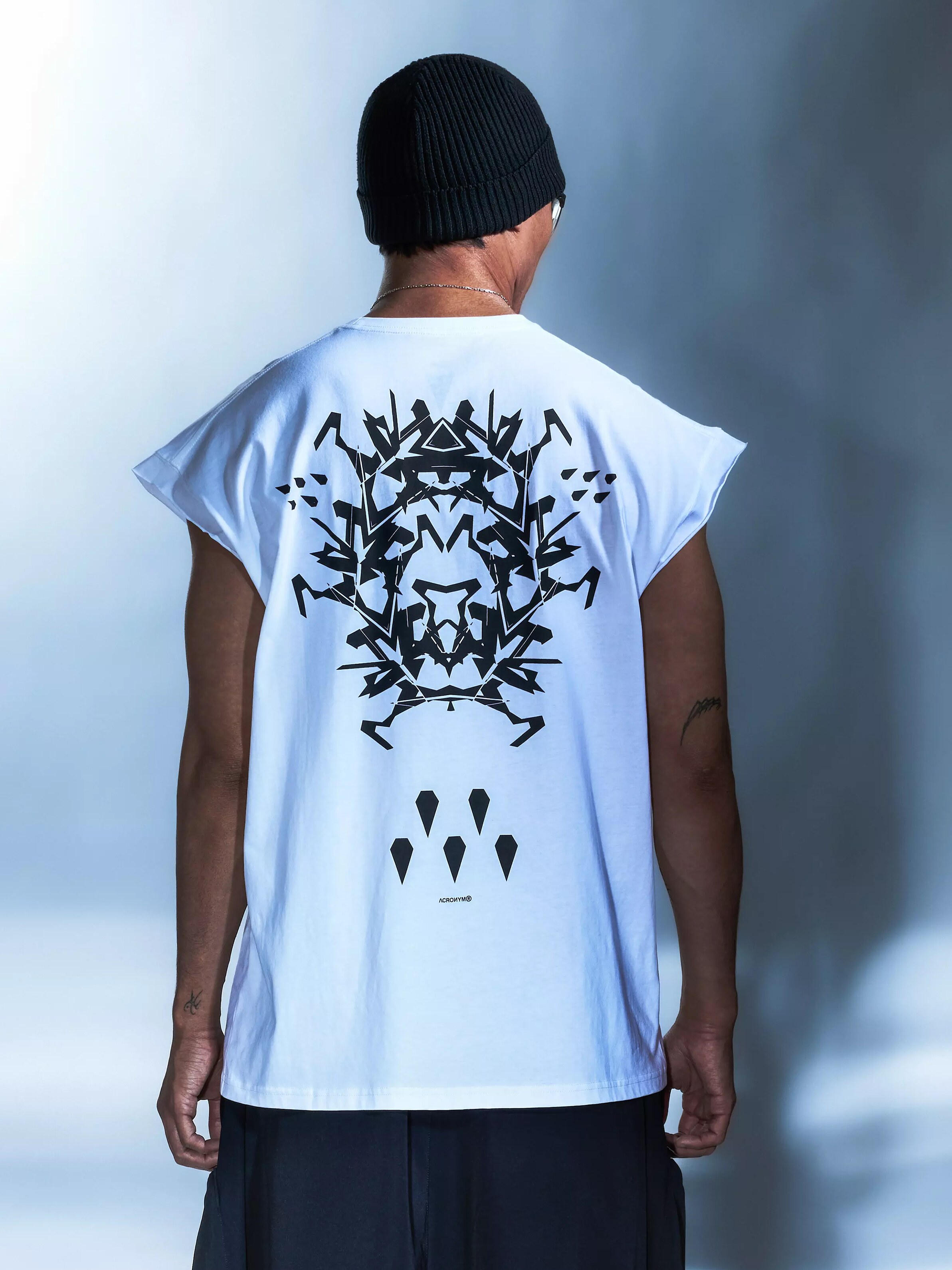 NJWN S25-PR-D 순면 기능성 대형 프린트 조끼 양복 조끼 라운드 넥 민소매 반팔 NON-ACRONYM