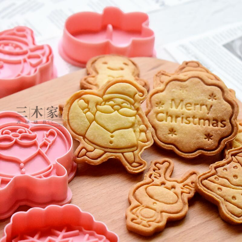 圣诞节系列饼干模具雪人麋鹿立体卡通糖霜压模曲奇翻糖烘焙工具