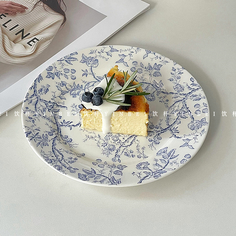 中古风藤蔓陶瓷蛋糕盘