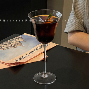 古典扩口高脚玻璃杯ins风复古马天尼杯气泡酒香槟杯特调鸡尾酒杯