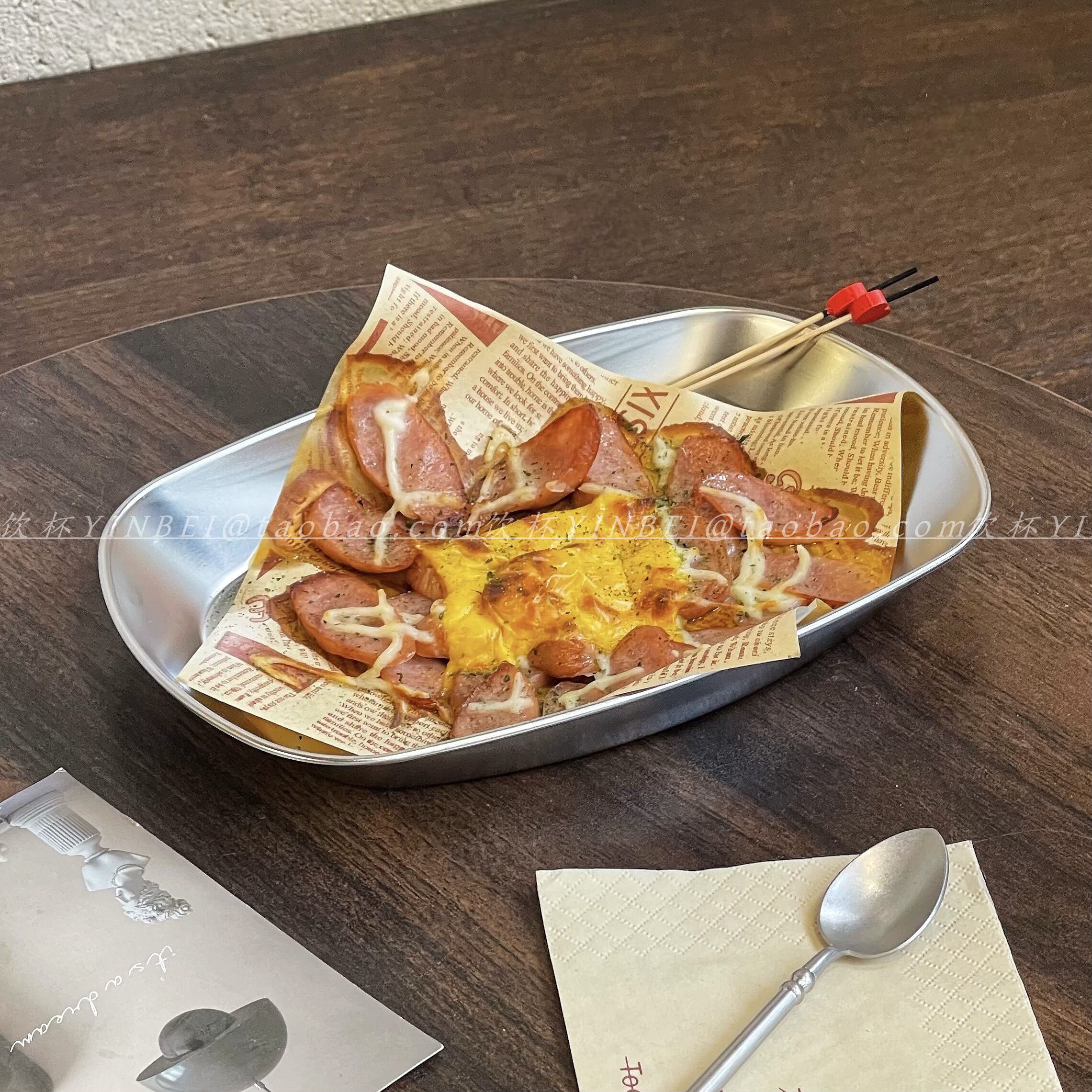 复古风做旧不锈钢小吃炸鸡盘
