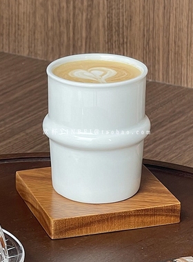 ditty热拿铁咖啡杯拉花杯创意简约风纯色陶瓷竹节杯手握杯澳白杯
