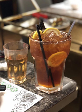 ins网红餐厅冷饮杯 800ml超大玻璃柠檬果汁杯 水果茶杯 莫吉托杯