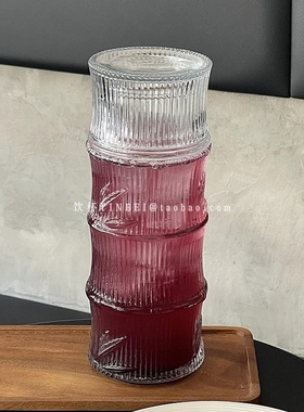 新中式竹节一人壶玻璃杯套装ins风喝水杯特调果汁果茶杯一杯一壶