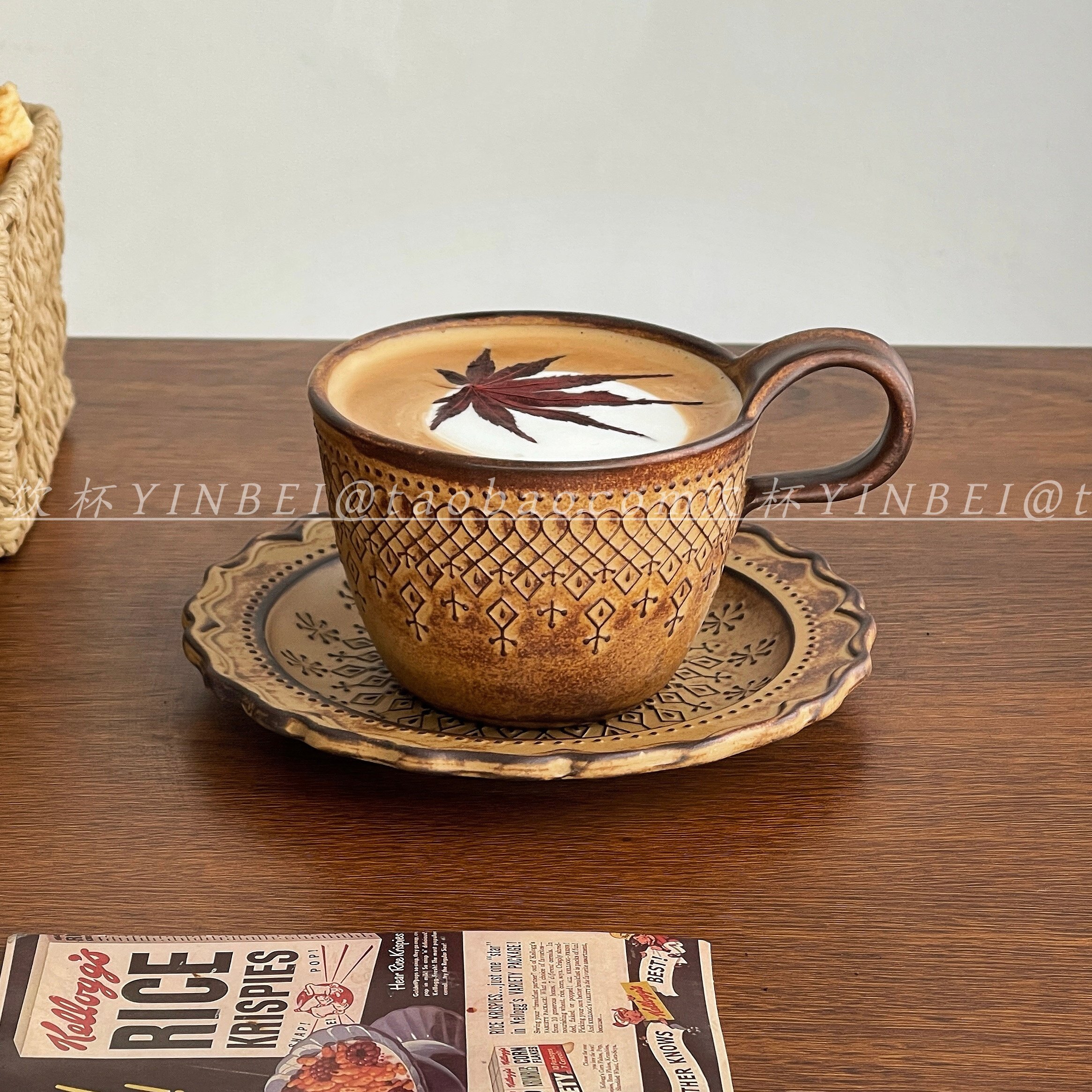 复古蕾丝纹陶瓷咖啡杯带碟家用精致下午茶杯拿铁杯小众设计感杯子,餐饮具,咖啡杯,淘宝优惠券,粉丝福利购,淘宝优惠卷