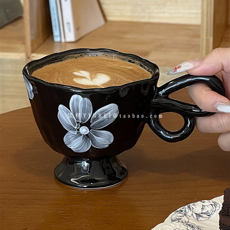 法式复古风陶瓷雾花咖啡杯