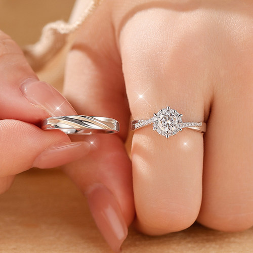 dr莫桑石男女对戒仿真钻石戒指