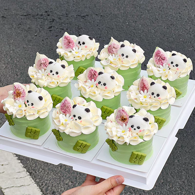 卡通森系熊猫棉花糖蛋糕装饰可爱糖果小宝宝儿童生日甜品烘焙插件
