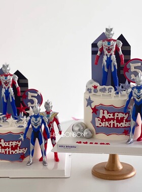 奥特曼蛋糕装饰摆件赛罗迪咖泽塔超人英雄人偶儿童男孩生日烘焙l