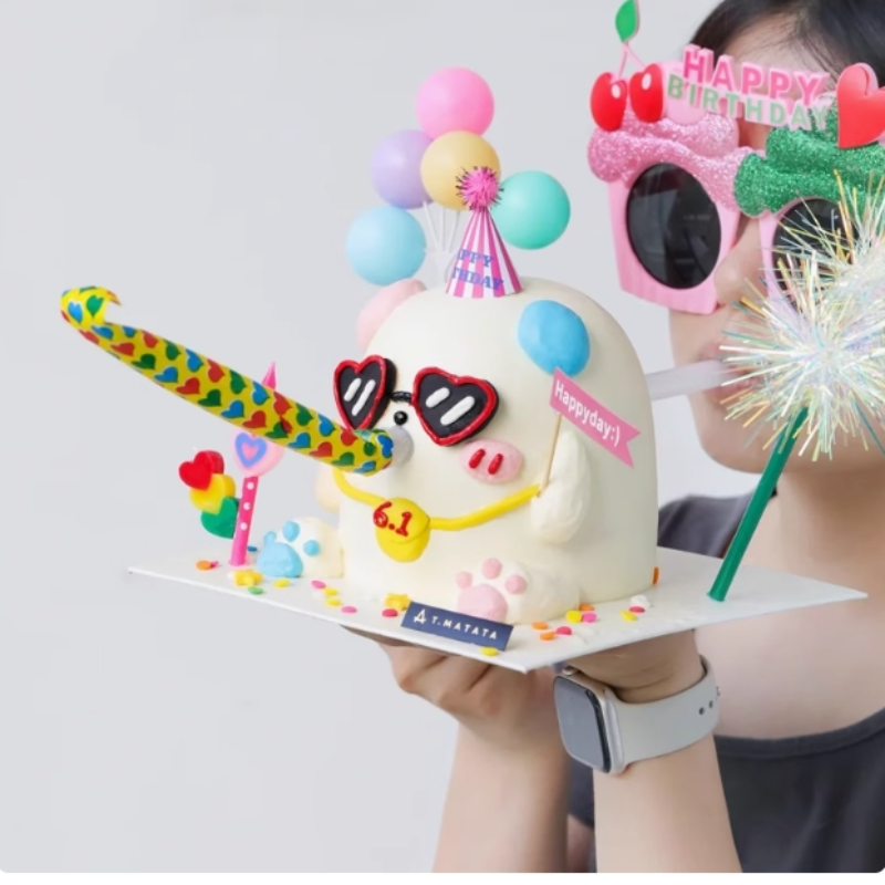 网红同款可以吹的立体蛋糕装饰吹龙口哨吹吹卷生日插件烘焙配件