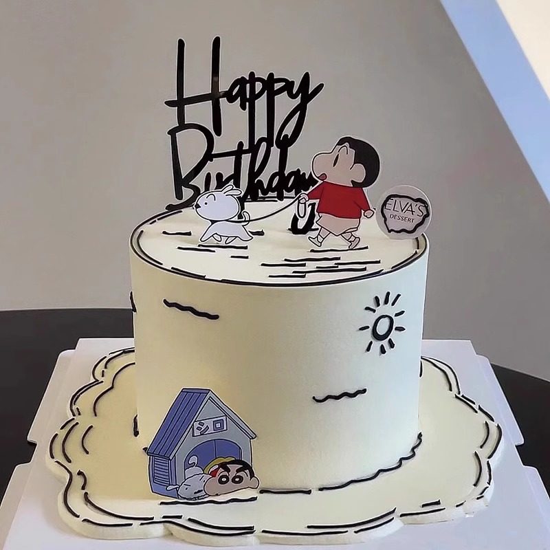 网红二次元蜡笔小新蛋糕装饰卡通小新遛狗亚克力插牌儿童生日装扮,节庆用品/礼品,节日装扮用品,淘宝优惠券,粉丝福利购,淘宝优惠卷