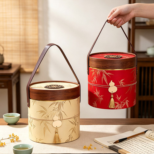 新款月饼礼盒包装盒冰皮流心五仁鲜肉中秋圆桶送礼品盒空盒子送礼