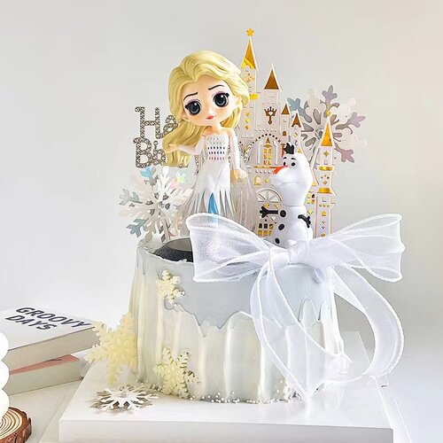 爱莎蛋糕装饰摆件冰雪女王公主