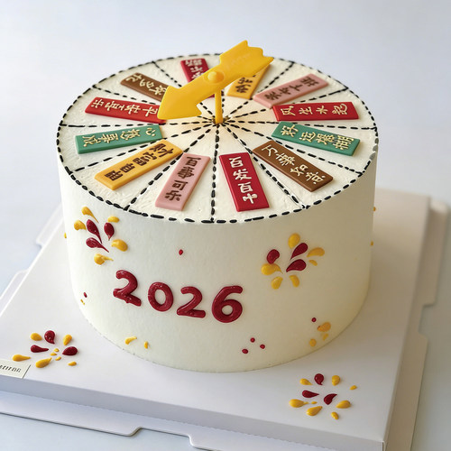 2026新年马年财神爷指南针蛋糕装饰摆件指谁谁发财转盘蛋糕配件