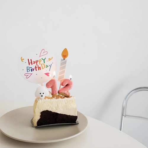 ins宠物猫咪狗狗生日派对贵宾泰迪狗创意可爱动物蜡烛蛋糕插件