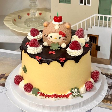 网红圣诞节hellokitty熊头蛋糕装饰摆件软胶kt熊生日烘焙装扮插件