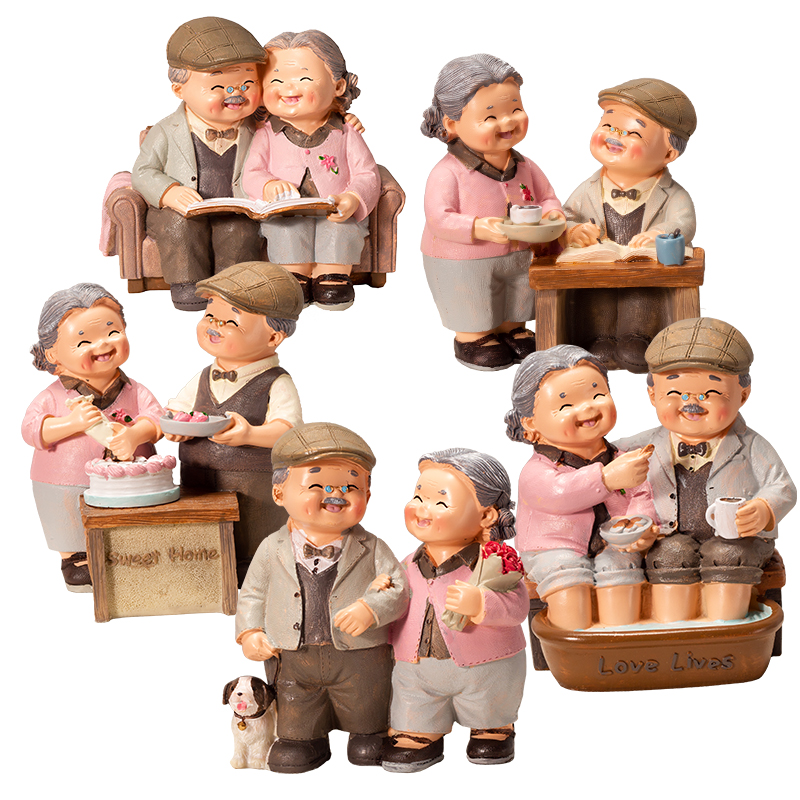 看书老头老太蛋糕装饰