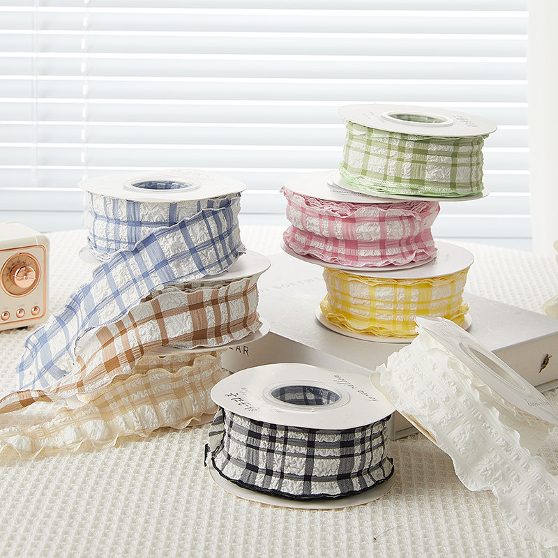 网红褶皱格子丝带蛋糕包装盒子鲜花束包装彩带蝴蝶结装饰荷叶花边,居家布艺,丝带/绸带/布带,淘宝优惠券,粉丝福利购,淘宝优惠卷