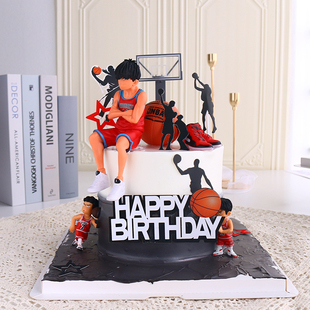 篮球高手蛋糕装饰摆件篮球架球鞋男孩扣篮插件生日派对装扮配件