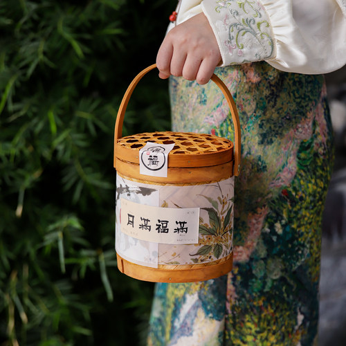 2026新款中秋节月饼包装盒蛋黄酥礼盒手提竹篮子伴手礼品空盒中式