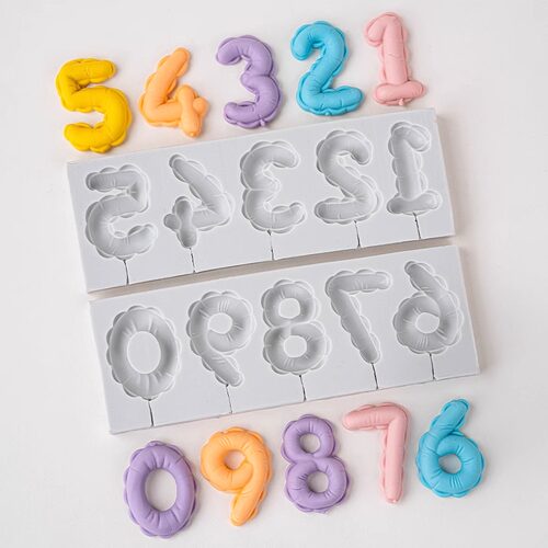气球数字硅胶模具周岁生日蛋糕装饰摆件巧克力翻糖数字烘焙模具m