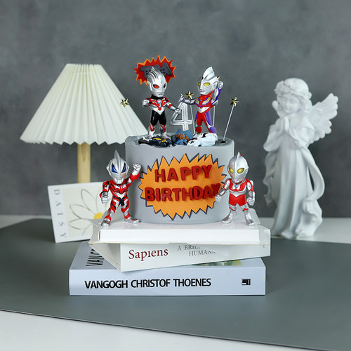 儿童蛋糕装饰摆件男生超人怪兽